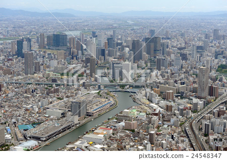 從福島ku，大阪市天空的鳥瞰圖 24548347