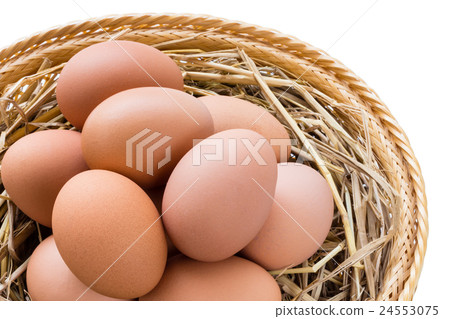 brown chicken eggs in basket 24553075