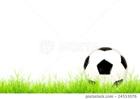 soccer ball on green grass isolated on white soccer ball on green grass isolated on white 24553076
