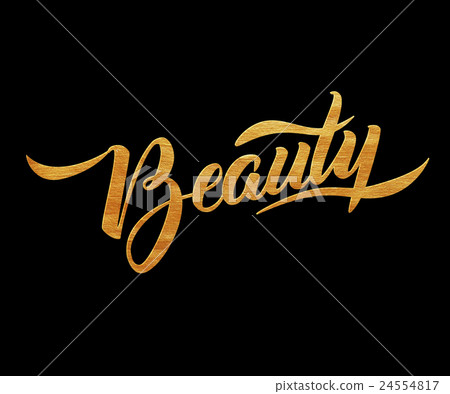 Beauty Gold Foil Lettering Poster. Typographical Beauty Gold Foil Lettering Poster. Typographical 24554817
