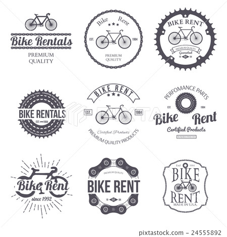 Bike rent. Set of vintage retro logo. Vector 24555892