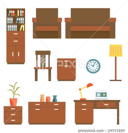 Office furniture Flat design Set. Vector - Stock Illustration [24555895 ...