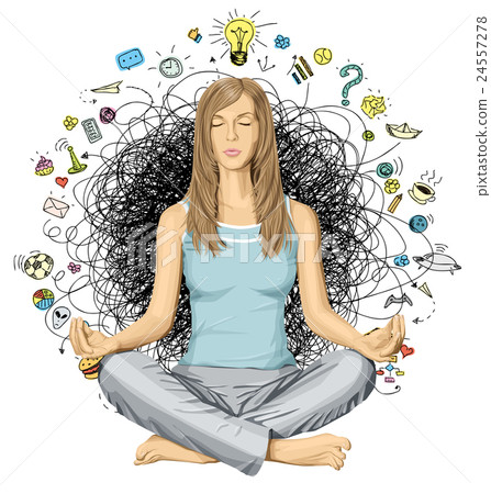 Vector Woman Meditation in Lotus Pose Vector Woman Meditation in Lotus Pose 24557278