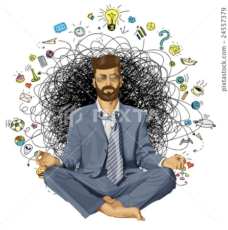 Businessman in Lotus Pose Meditating ORIGINAL- 24557379