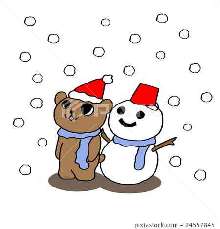 Bear and snowman in the snow Bear and snowman in the snow 24557845