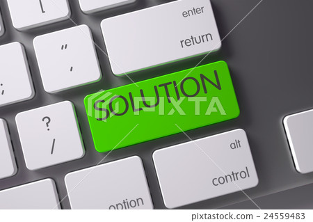 Green Solution Key on Keyboard. 3D Illustration. Green Solution Key on Keyboard. 3D Illustration. 24559483