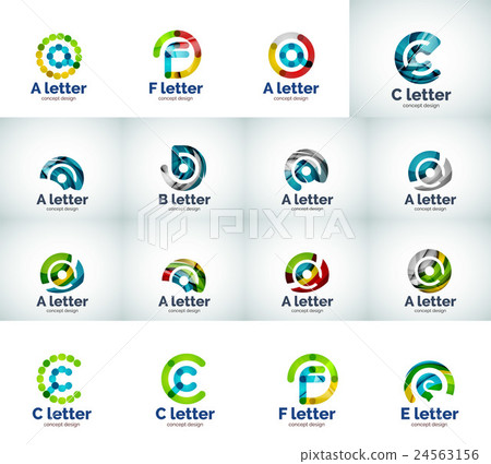 Vector set of abstract unusual web letter logo 24563156