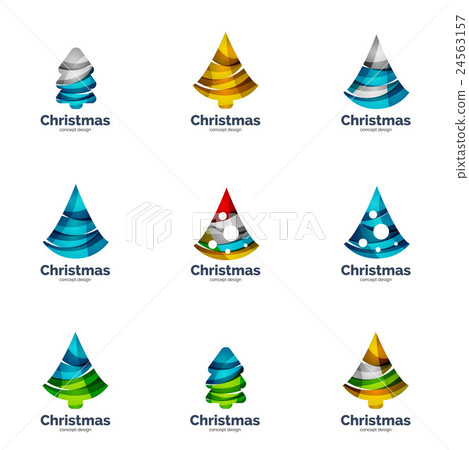 Vector set of abstract Christmas tree logo icons 24563157