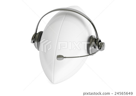 rugby ball with headset or headphones 3D rendering 24565649