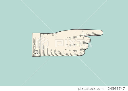 Drawing of hand sign with pointing finger in Drawing of hand sign with pointing finger in 24565747