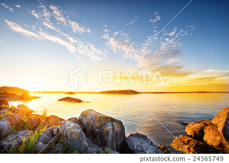 Beautiful sunset on the lake 24565749