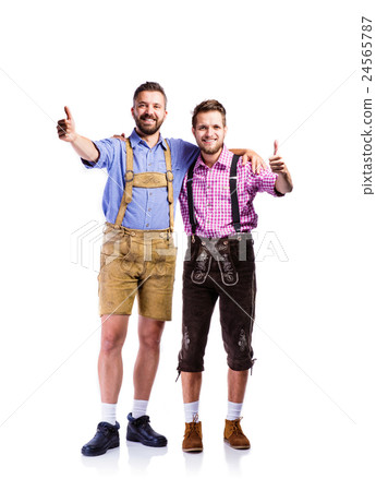 Two hipster men in traditional bavarian clothes Two hipster men in traditional bavarian clothes 24565787