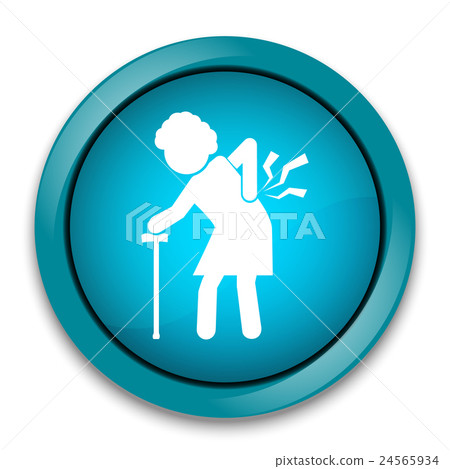 Elderly women with stick and injury the back pain Elderly women with stick and injury the back pain 24565934