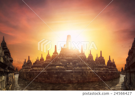 Sunset at Borobudur Temple. Java,  Indonesia Sunset at Borobudur Temple. Java,  Indonesia 24566427