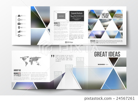 Set of tri-fold brochures, square design templates Set of tri-fold brochures, square design templates 24567261
