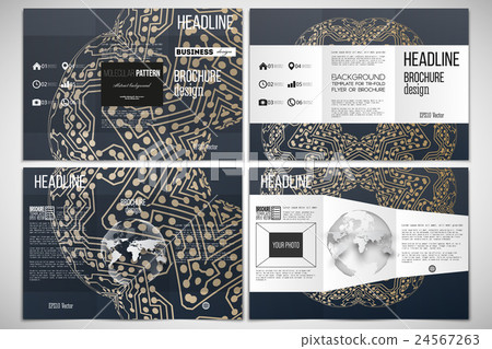 Set of tri-fold brochure design template on both 24567263