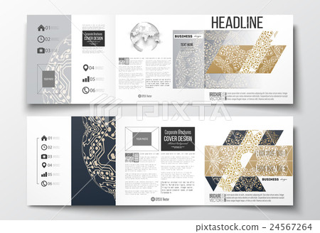 Set of tri-fold brochures, square design templates Set of tri-fold brochures, square design templates 24567264