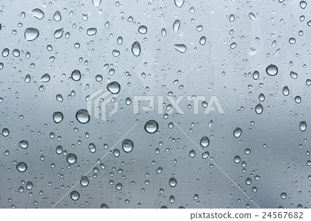 Water Drops on Glass View in Rainy Season 24567682