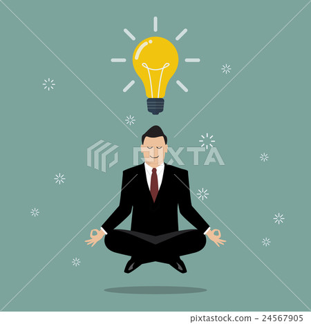 Businessman thinking during meditation Businessman thinking during meditation 24567905