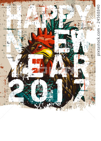 2017 New Year's card "Painted Roster" Happy New Year annotation Space Empty postcard Portrait orientation 2017 New Year's card "Painted Roster" Happy New Year annotation Space Empty postcard Portrait orientation 24568840