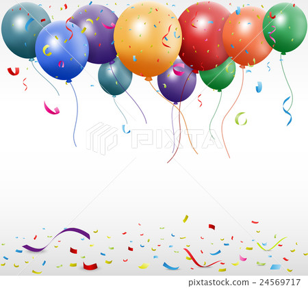 New Birthday celebration with balloon and ribbon - Stock Illustration ...