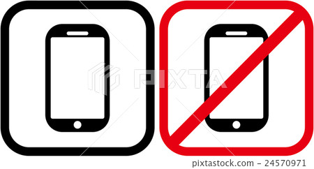 Pictogram with smartphone and smartphone prohibited 24570971