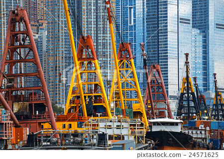 Hong Kong Harbor with cargo ship Hong Kong Harbor with cargo ship 24571625
