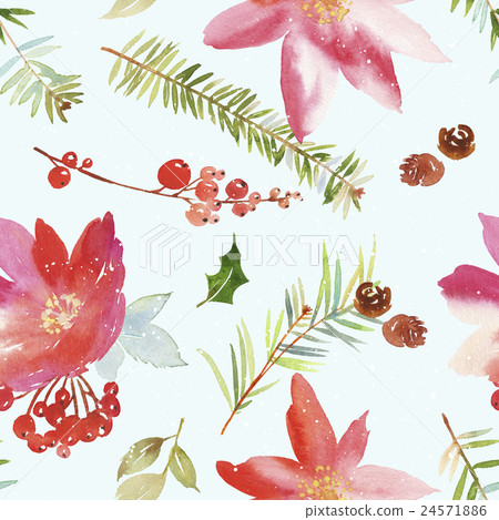 Watercolor seamless Christmas pattern - Stock Illustration [24571886 ...