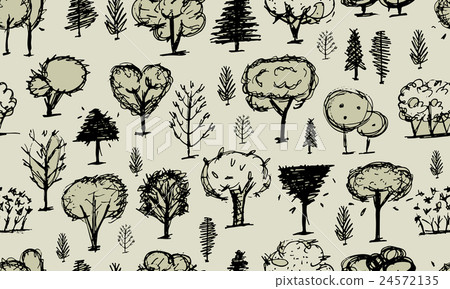 Seamless pattern with trees, sketch for your 24572135