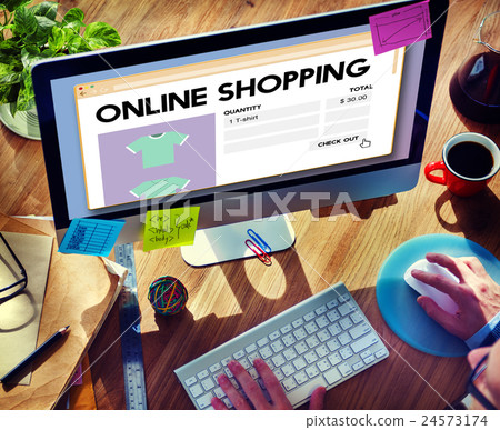 Online Shopping Buying Cart Internet Retail Digital Concept 24573174