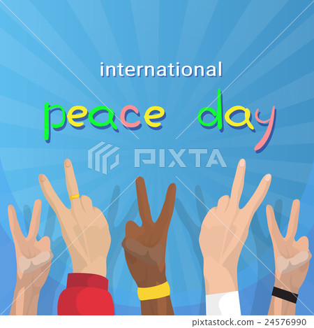 Hand Group Peace Sign World International Holiday 24576990