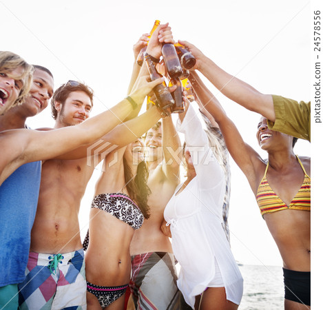 Drinking Break Springbreak Freinds Leisure Concept 24578556