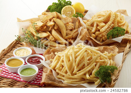 Assorted three kinds of fried potatoes 24582786