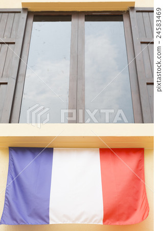 wooden window decorating with france national 24583469