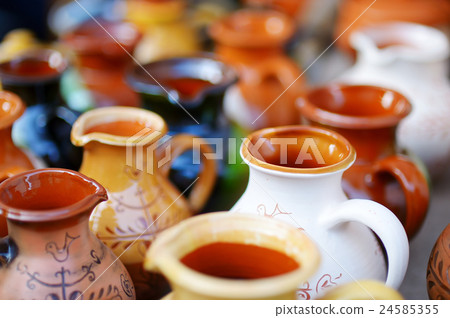 Ceramic tableware sold on Easter market in Vilnius 24585355