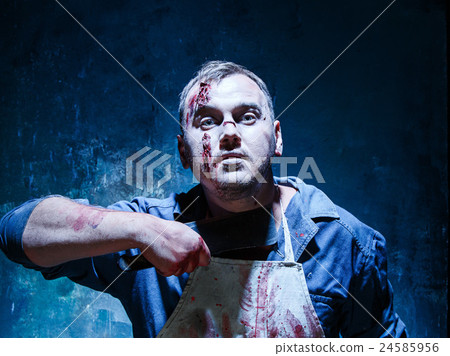 Bloody Halloween theme: crazy killer as butcher 24585956
