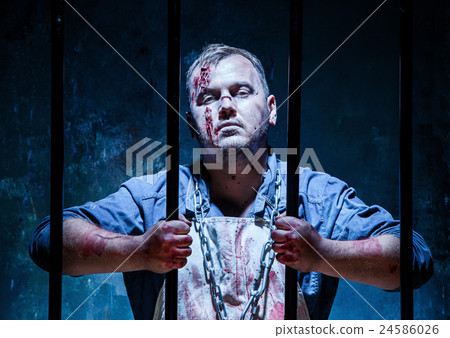 Bloody Halloween theme: crazy killer as butcher 24586026