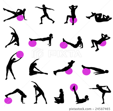 silhouettes of women doing pilates silhouettes of women doing pilates 24587465