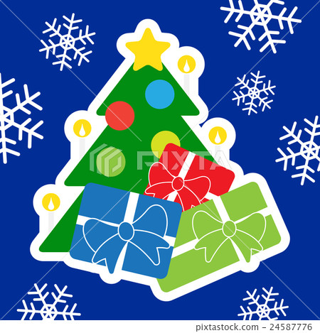 colored illustration - christmas tree with gifts 24587776