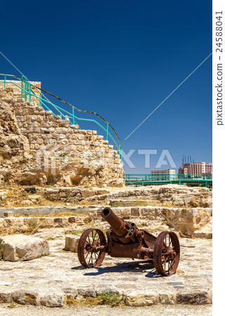 Cannon at Kerak Castle, a large crusader fortress Cannon at Kerak Castle, a large crusader fortress 24588041
