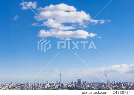 Tokyo city scenery Urban sky view from Kita Ward Tokyo sky tree blue sky and clouds 24588724