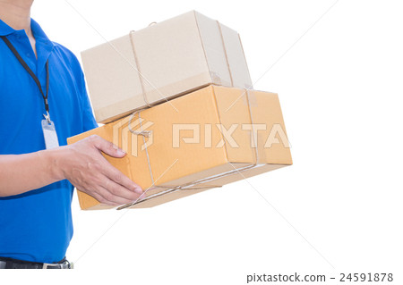 Delivery man holding a parcel box Delivery man holding a parcel box 24591878