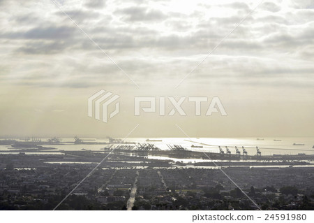 Long beach port in the morning light 24591980