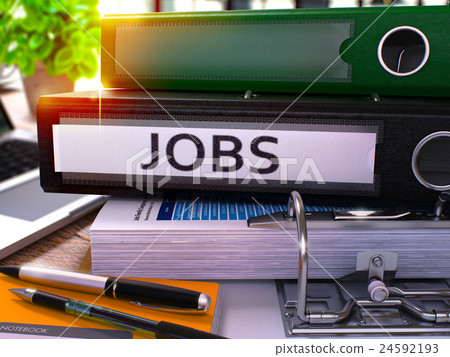 Black Office Folder with Inscription Jobs. 3D 24592193