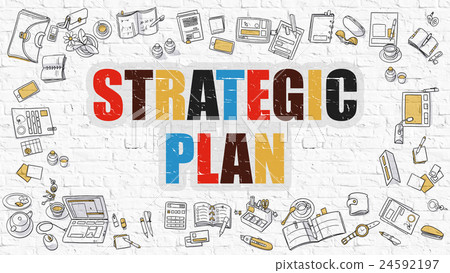 Multicolor Strategic Plan on White Brickwall - Stock Illustration ...