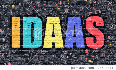 IDAAS Concept. Multicolor on Dark Brickwall. 24592243