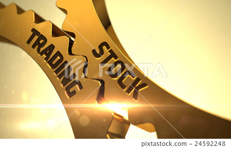 Golden Gears with Stock Trading Concept. 3D Golden Gears with Stock Trading Concept. 3D 24592248