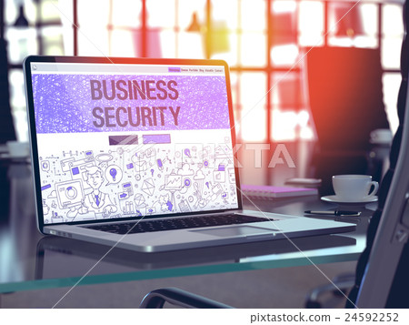 Business Security Concept on Laptop Screen. 3D Business Security Concept on Laptop Screen. 3D 24592252