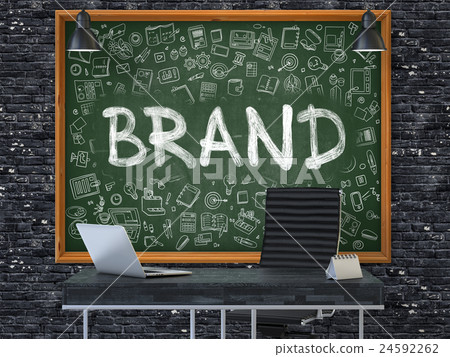 Hand Drawn Brand on Office Chalkboard. 3D Hand Drawn Brand on Office Chalkboard. 3D 24592262