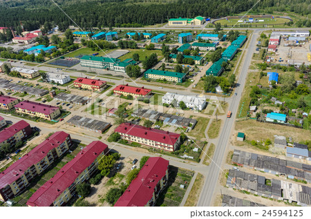 settlement of Bogandinsky with school and stadium 24594125